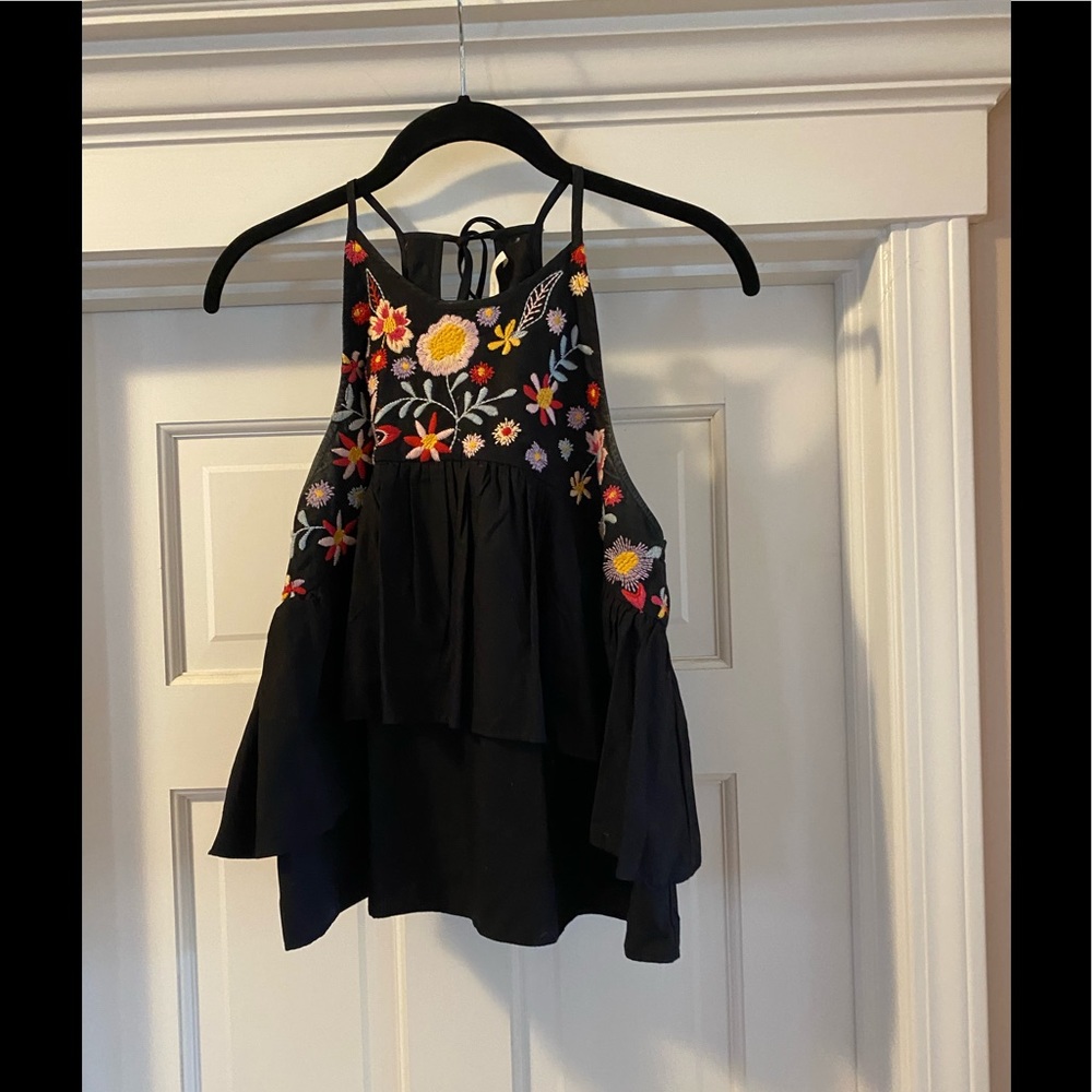 Zara embroidered top size small